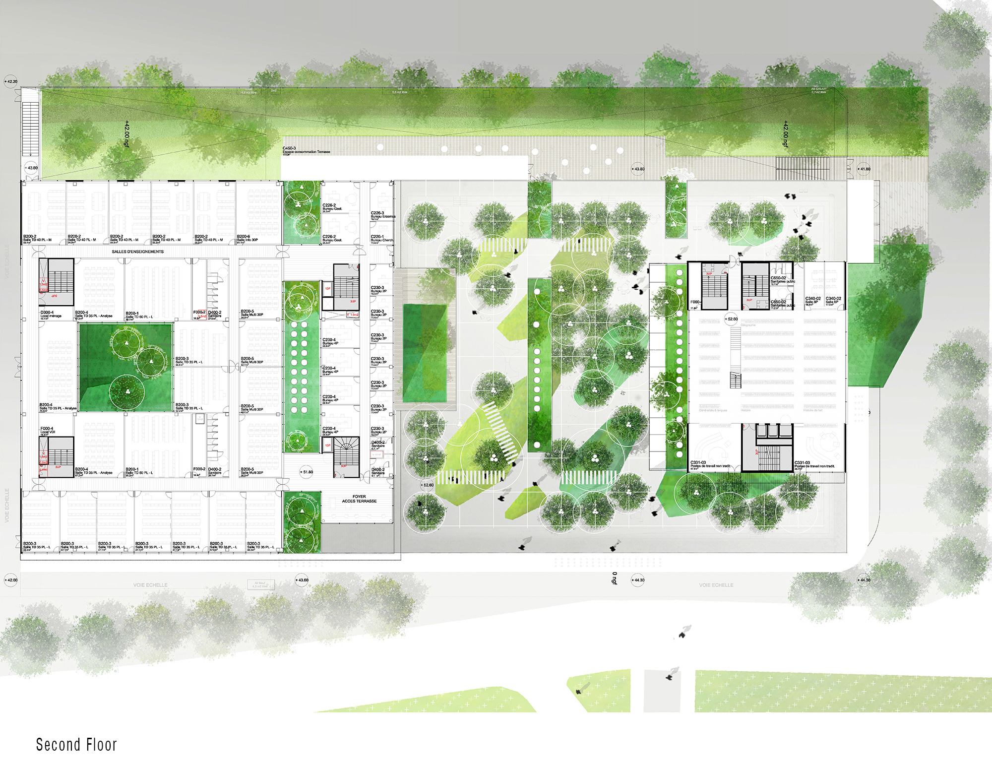 Second Floor - Condorcet Campus - Josep Lluís Mateo